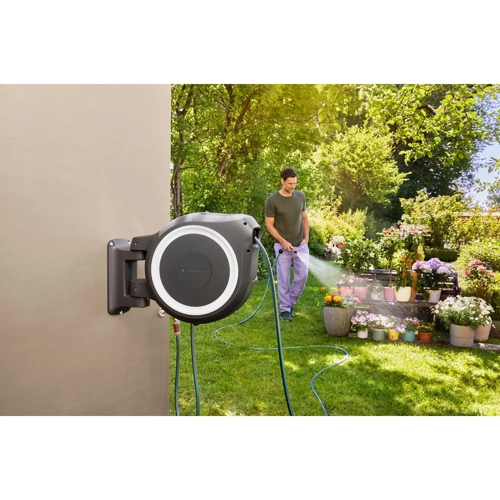 Gardena RollUp XL 08055 Duvara Monte Otomatik Geri Çekilebilir Bahçe Hortum Makarası 35 m