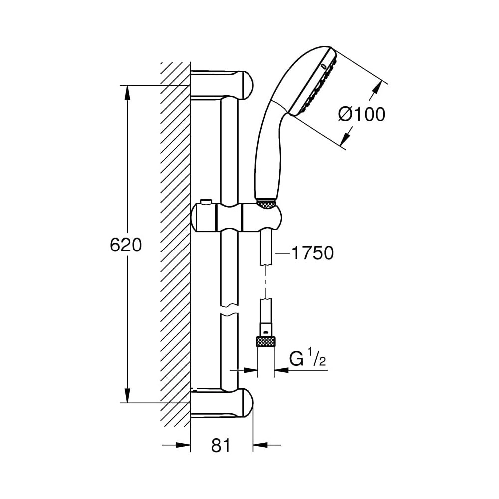 Grohe New Tempesta 100 2759810E Sürgülü Duş Seti 2 Akışlı Krom