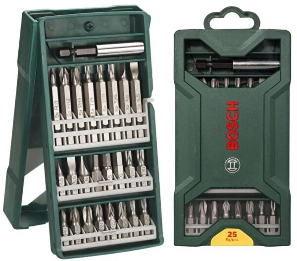Bosch Professional Accessories X/Line Mini 25 Parça Vidalama Seti, Plastik Kutu, Yeşil