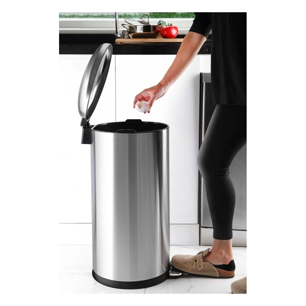 Primanova ME84-30-06 Bombe Kapaklı Çelik Çöp Kovası 40 Lt Inox