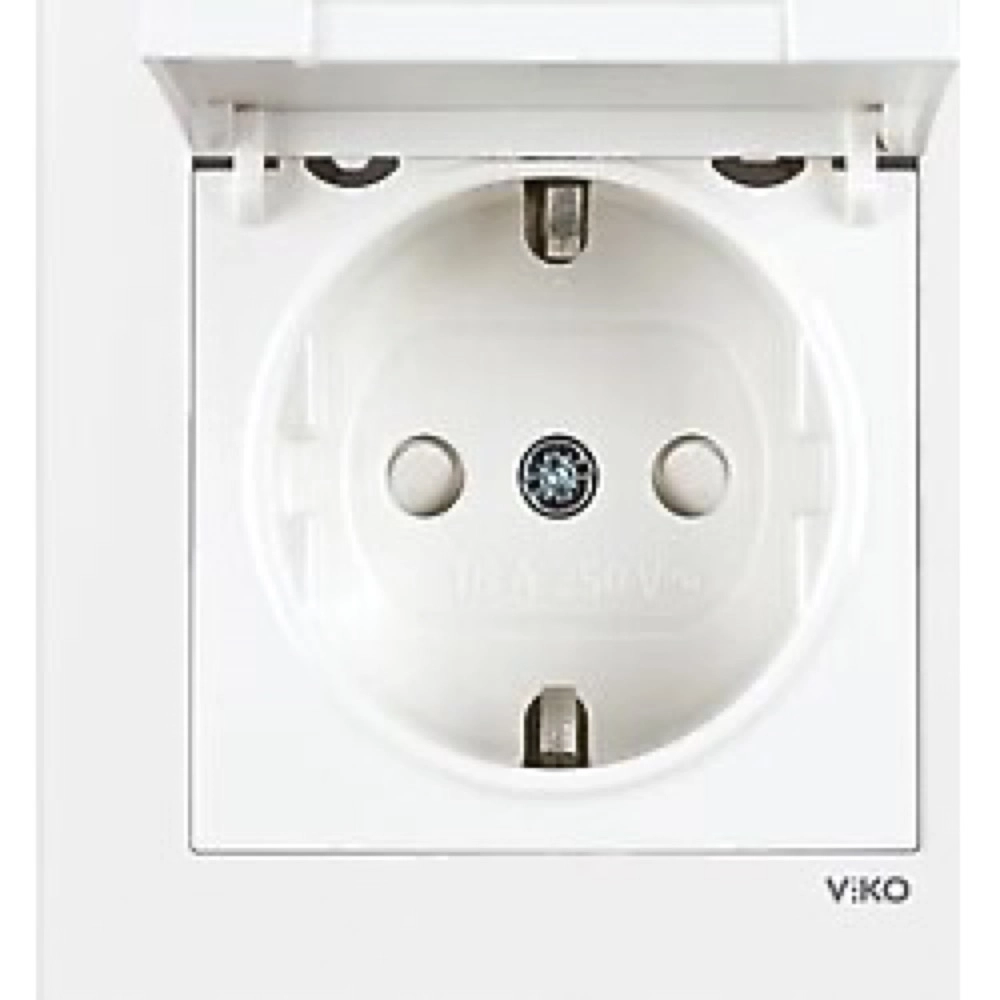 Viko Karre Beyaz Kapaklı Topraklı Priz Çarpma Karşıtı