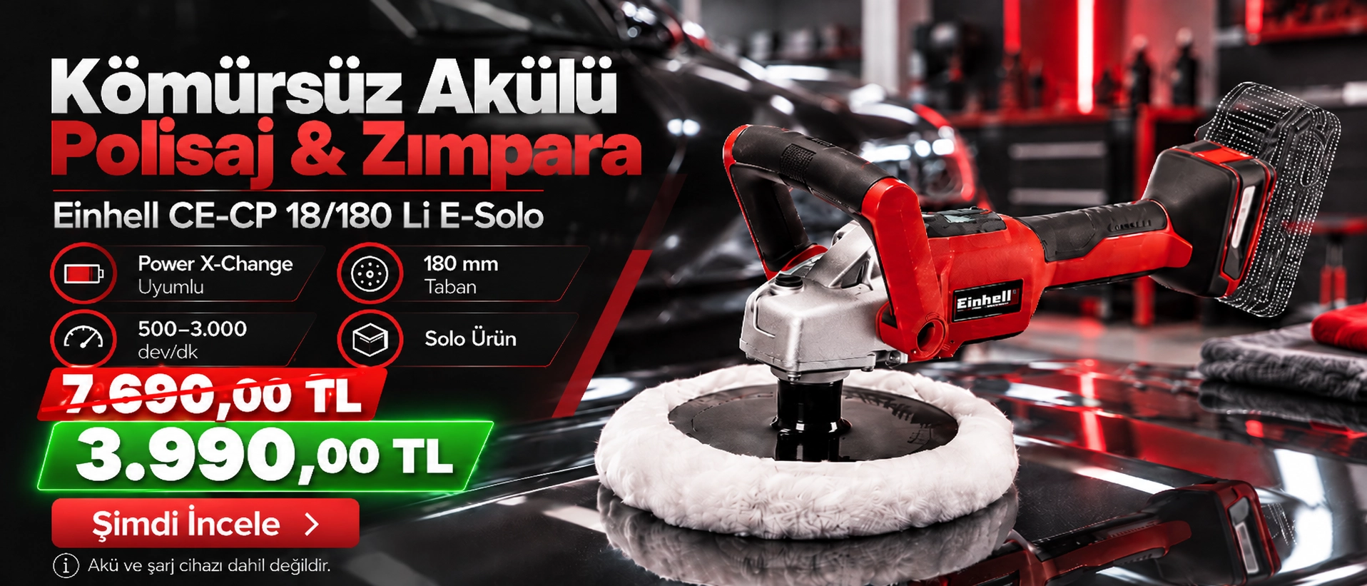 inhell, Einhell CE-CP 18/180, Einhell 4006825638998, polisaj makinesi, akülü polisaj makinesi, kömürsüz polisaj makinesi, pasta cila makinesi, akülü pasta cila makinesi, oto polisaj makinesi, araba parlatma makinesi, araç cilalama makinesi, otomobil polis